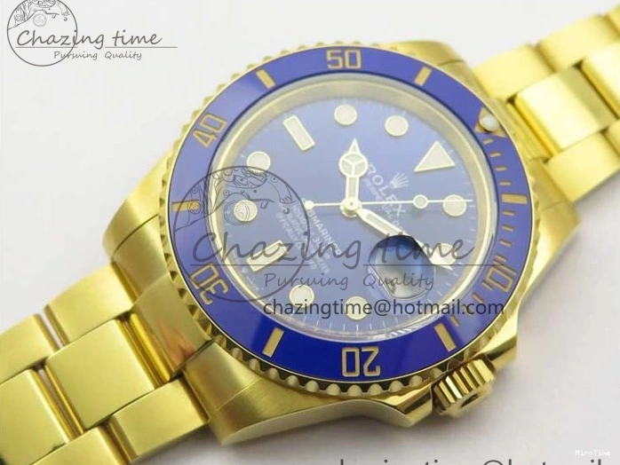 MiroTime 1223 Unisex Submariner 41mm 126618 LB YG EWF Blue Dial on YG Bracelet A 2615